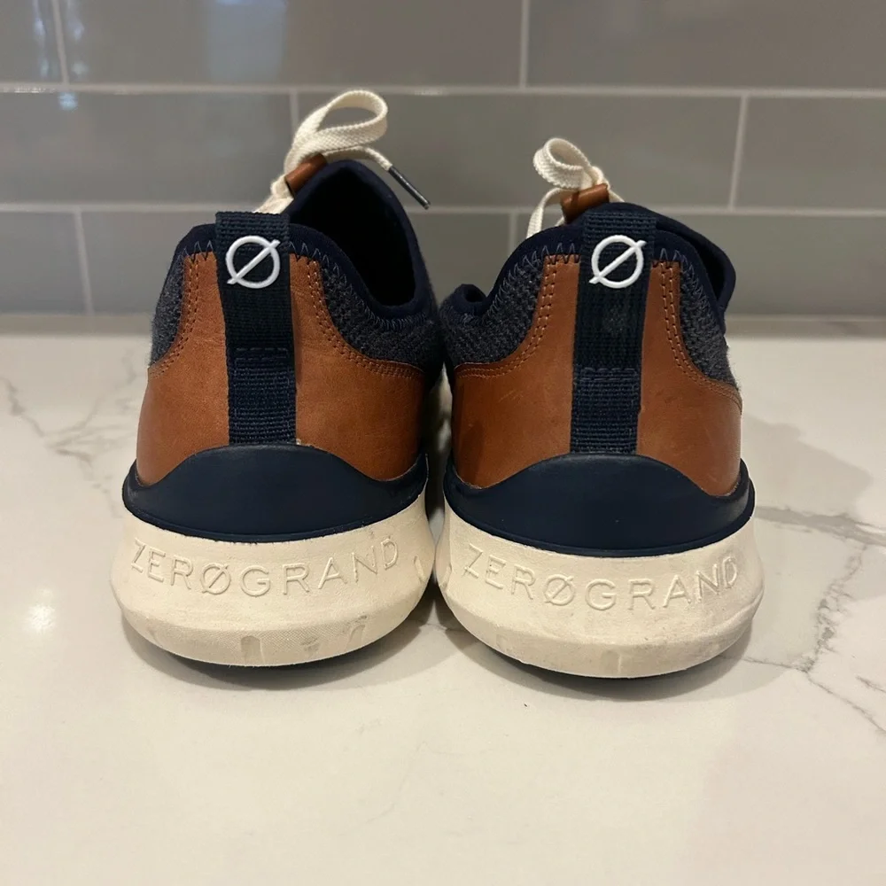 Cole‎ Haan Zerogrand Stitchlite Oxford Marine Blue Knit / Ivory Mens 13 EUC